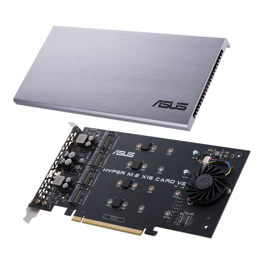 ASUS HYPER M.2 X16 CARD V2, PCIe, M.2, PCIe 3.0, 128 Gbit/s, 202 mm, 13 mm