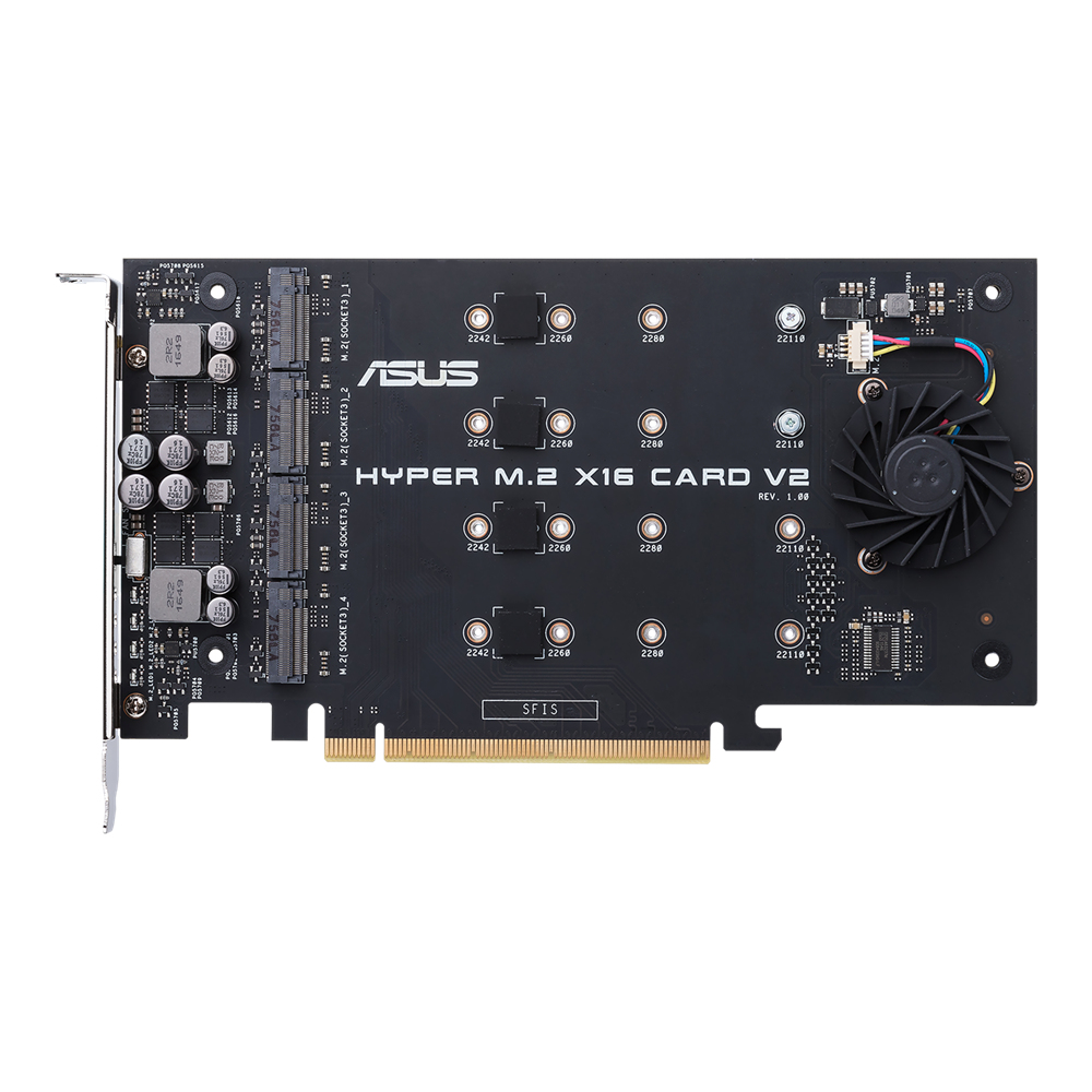 Zweites Bild vonASUS HYPER M.2 X16 CARD V2, PCIe, M.2, PCIe 3.0, 128 Gbit/s, 202 mm, 13 mm