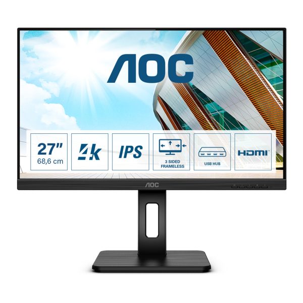 AOC P2 U27P2, 68,6 cm (27"), 3840 x 2160 Pixel, 4K Ultra HD, LED, 4 ms, Schwarz
