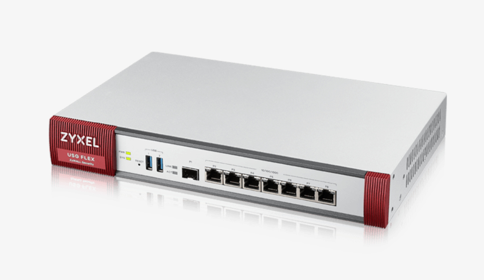 Zweites Bild vonZyXEL USG Flex 500, 2,3 Gbit/s, 0,81 Gbit/s, 82,23 BTU/h, 41,5 dB, 529688 h, IPSEC, SSL/TLS