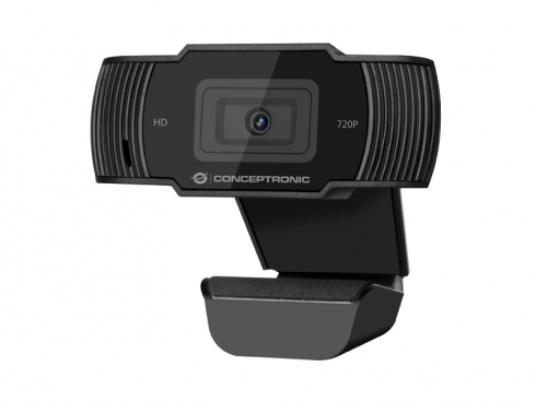 Conceptronic AMDIS 720p HD Webcam mit Mikrofon, 1280 x 720 Pixel, 30 fps, 1280x720@30fps, 1920x1080@30fps, 5 V, USB 2.0, Schwarz