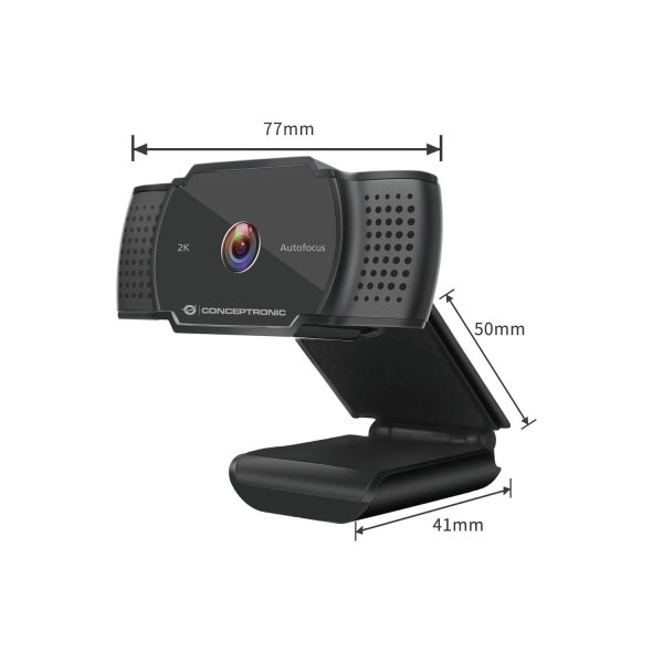 Zweites Bild vonConceptronic AMDIS 2K-Super-HD-Autofokus-Webcam mit Mikrofon, 5 MP, 2592 x 1944 Pixel, Full HD, 30 fps, 640x480@30fps, 1280x720@30fps, 1920x1080@30fps, 2595x1944@15fps, M-JPEG