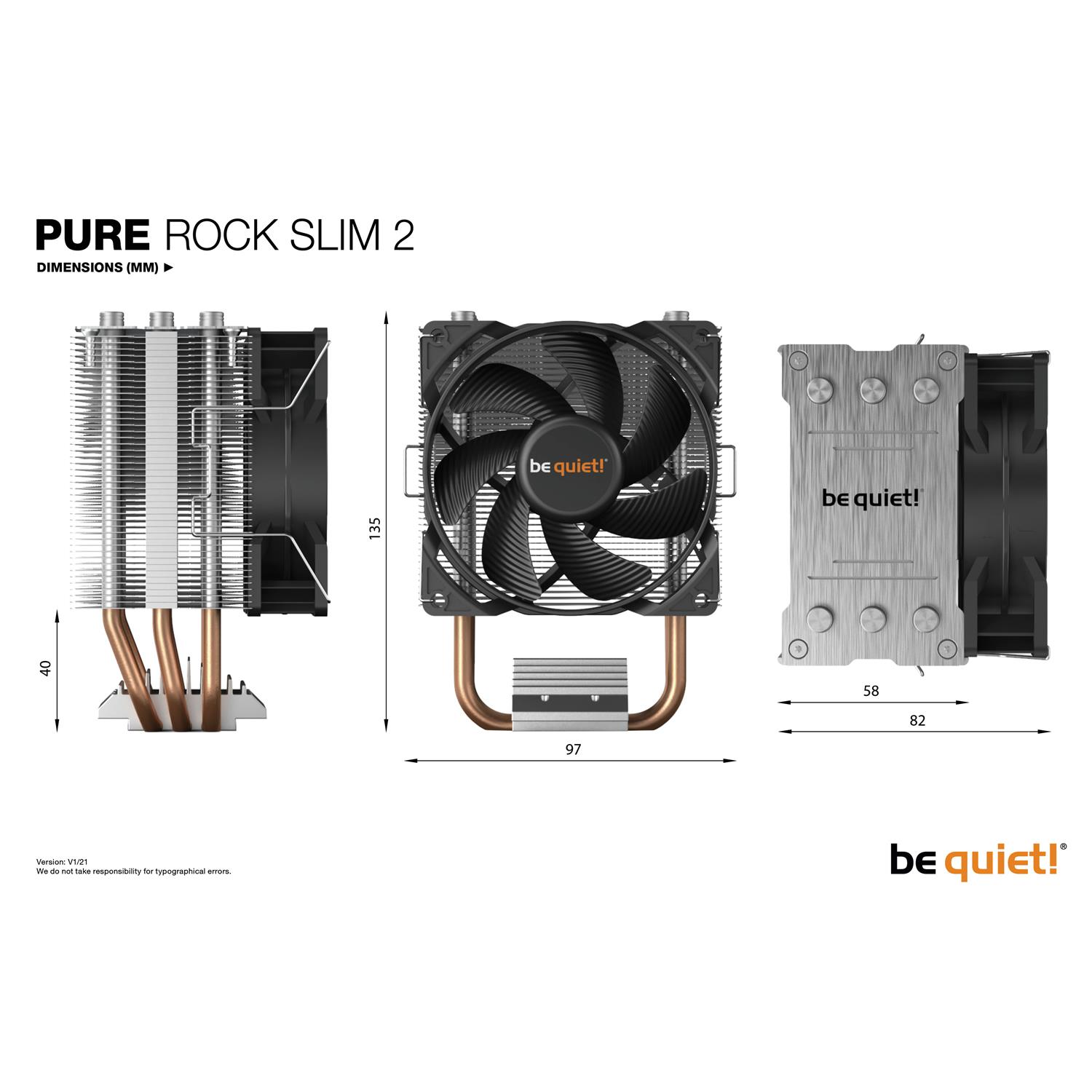 Zweites Bild vonBe Quiet! PURE ROCK SLIM 2, Kühler, 9,2 cm, 2000 RPM, Silber