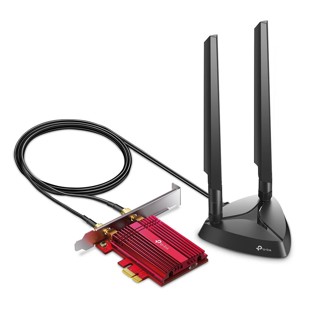 Zweites Bild vonTP-LINK AXE5400 Wi-Fi 6E Bluetooth 5.2 PCIe Adapter, Eingebaut, Kabellos, PCI Express, WLAN / Bluetooth, 5400 Mbit/s, Schwarz, Rot