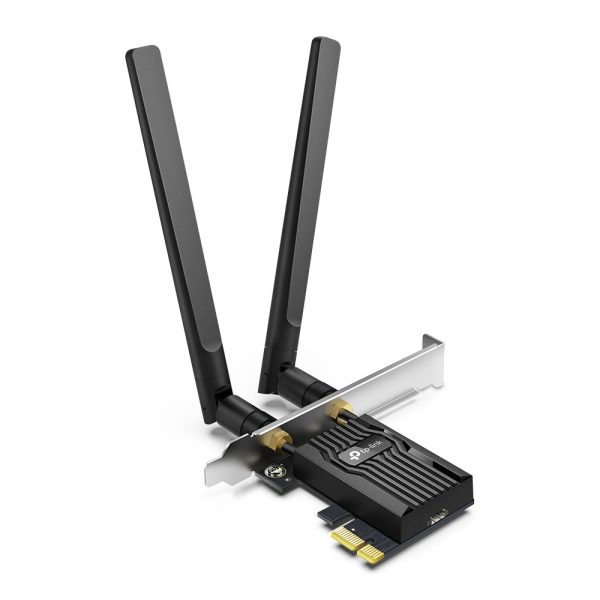 TP-LINK Archer TX55E, Kabellos, PCI Express, WLAN / Bluetooth, Wi-Fi 6 (802.11ax), 2402 Mbit/s, Schwarz