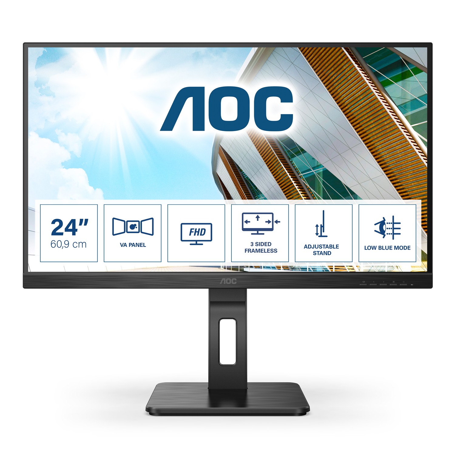 AOC P2 24P2QM, 60,5 cm (23.8"), 1920 x 1080 Pixel, Full HD, LED, 4 ms, Schwarz