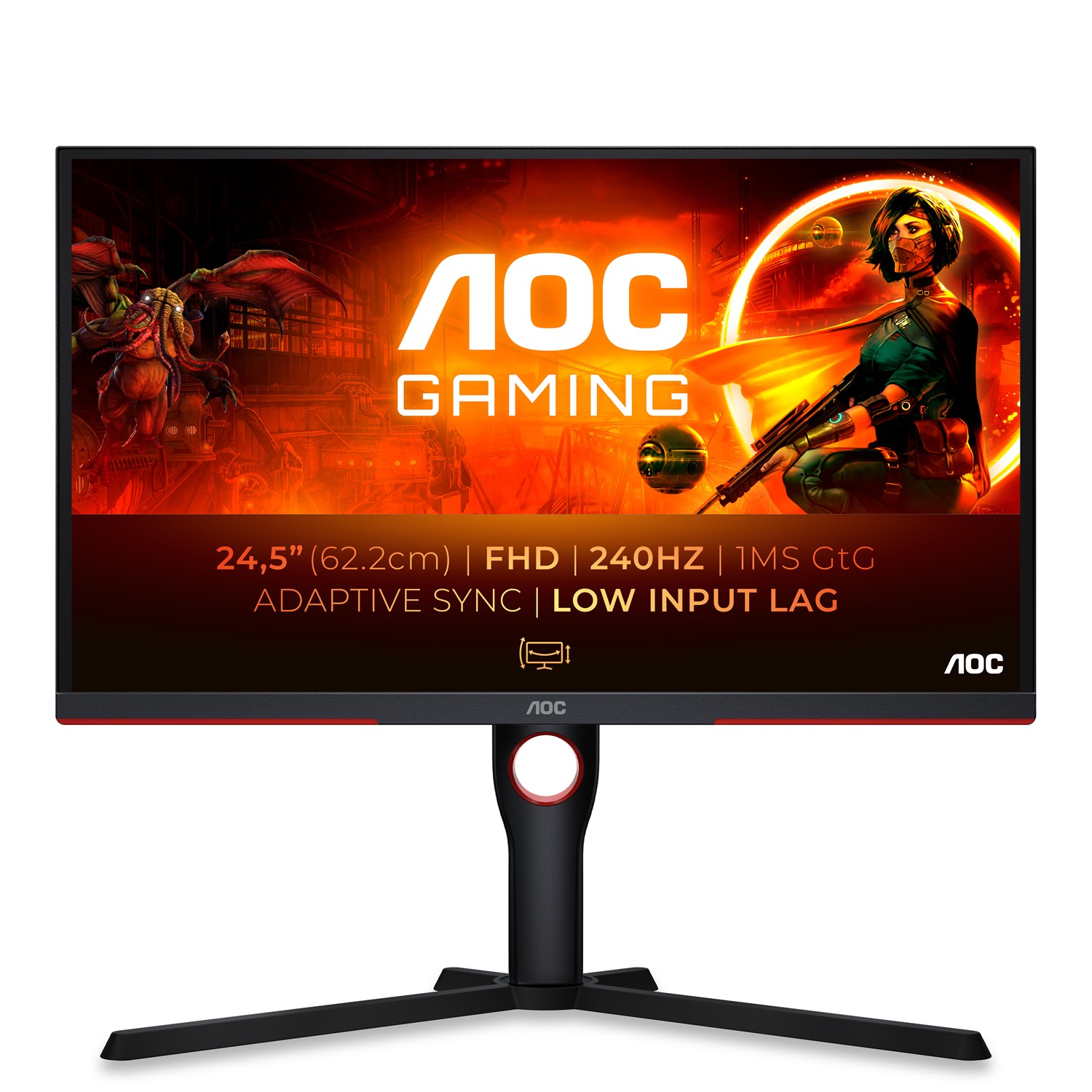 AOC G3 25G3ZM/BK, 62,2 cm (24.5"), 1920 x 1080 Pixel, Full HD, 0,5 ms, Schwarz, Rot