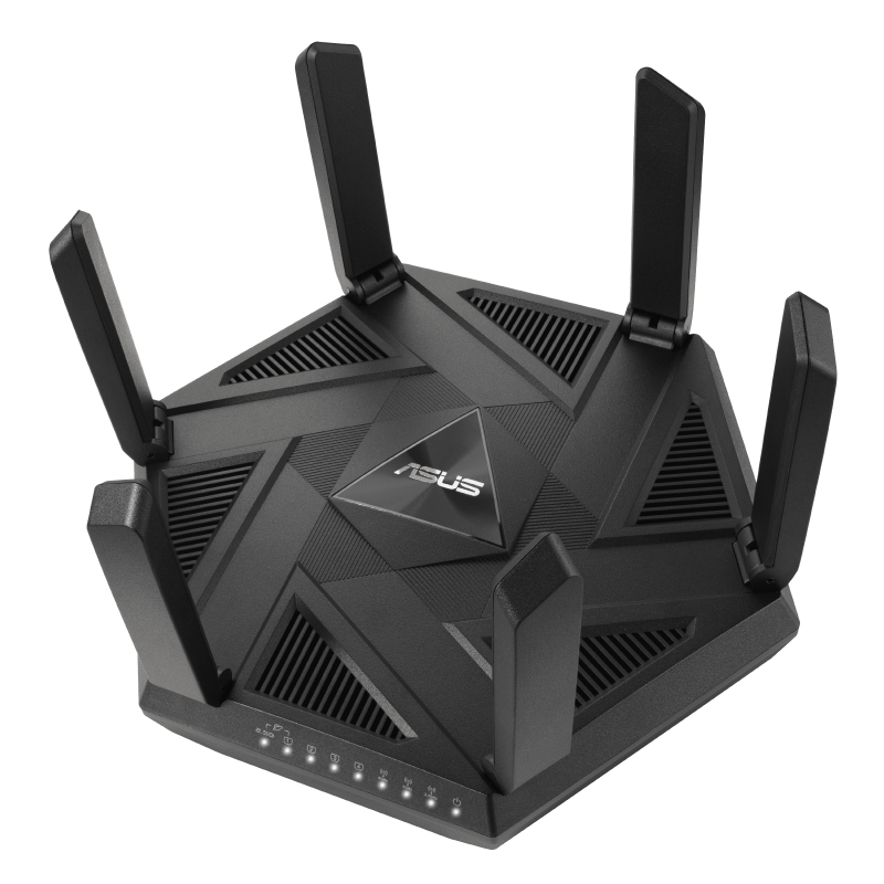 ASUS RT-AXE7800, Wi-Fi 6E (802.11ax), Tri-Band (2,4 GHz/5 GHz/6 GHz), Ethernet/LAN, Schwarz, Tabletop-Router