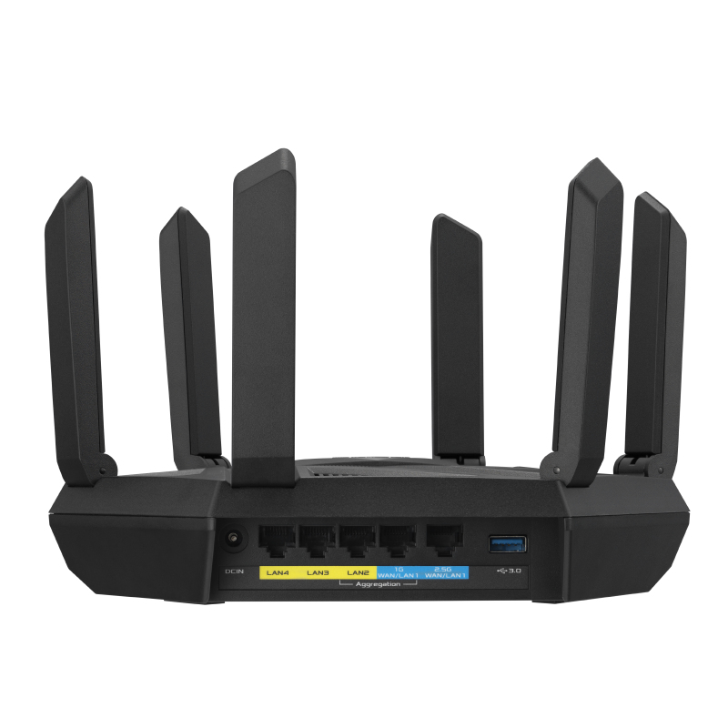 Zweites Bild vonASUS RT-AXE7800, Wi-Fi 6E (802.11ax), Tri-Band (2,4 GHz/5 GHz/6 GHz), Ethernet/LAN, Schwarz, Tabletop-Router