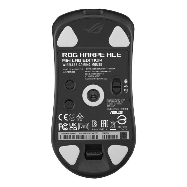 Zweites Bild vonASUS ROG Harpe Ace Aim Lab Edition, Beidhändig, Optisch, RF Wireless + Bluetooth + USB Type-A, 36000 DPI, Schwarz