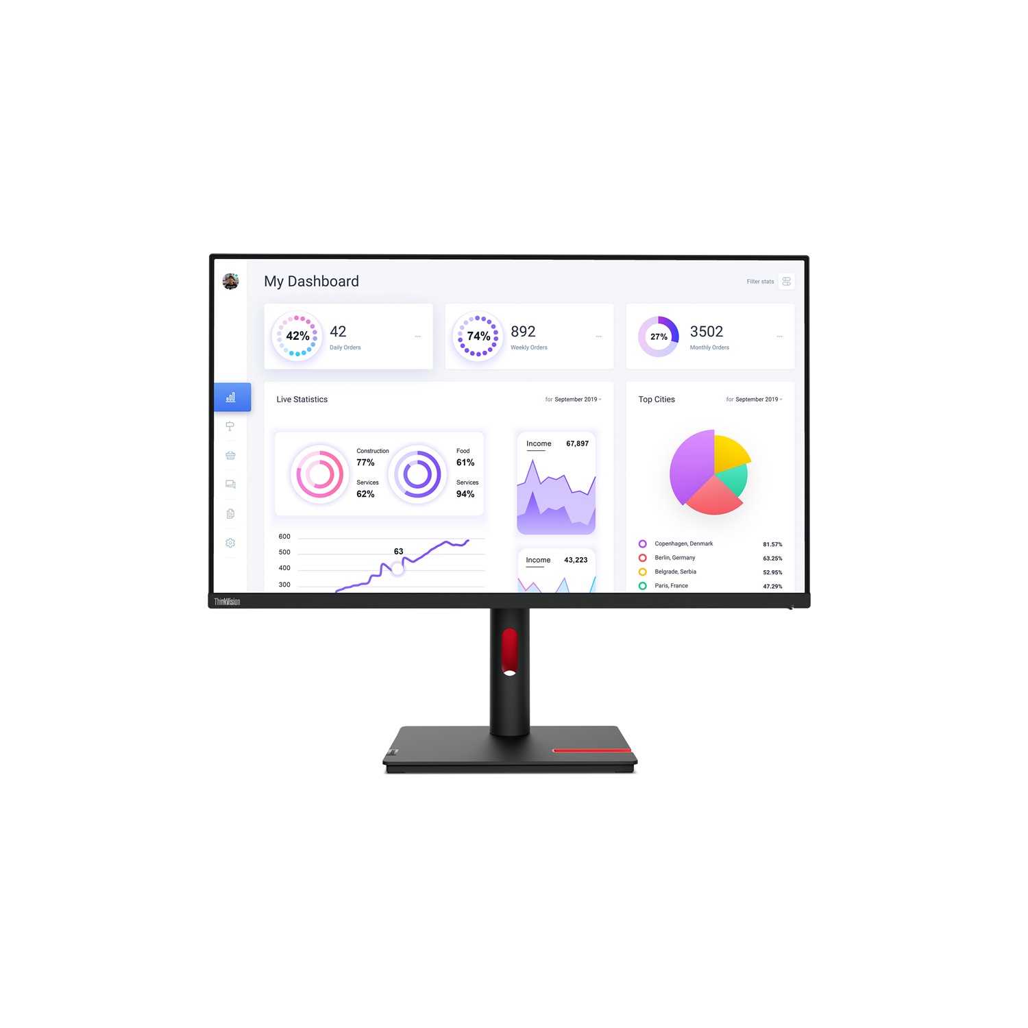 Lenovo ThinkVision T32p-30, 80 cm (31.5"), 3840 x 2160 Pixel, 4K Ultra HD, LED, 6 ms, Schwarz