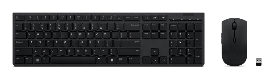 Lenovo 4X31K03945, Volle Größe (100%), Kabellos, RF Wireless + Bluetooth, Scherenschalter, Grau, Maus enthalten