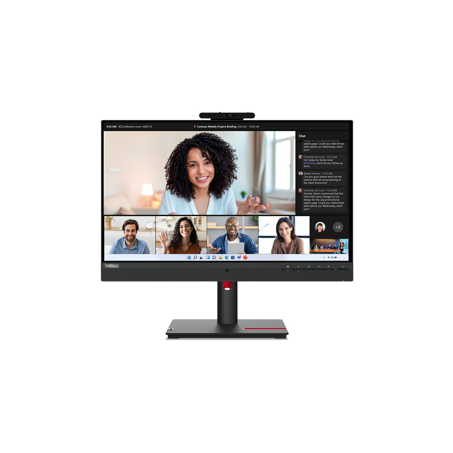 Lenovo ThinkVision T24mv-30, 60,5 cm (23.8"), 1920 x 1080 Pixel, Full HD, LED, 6 ms, Schwarz