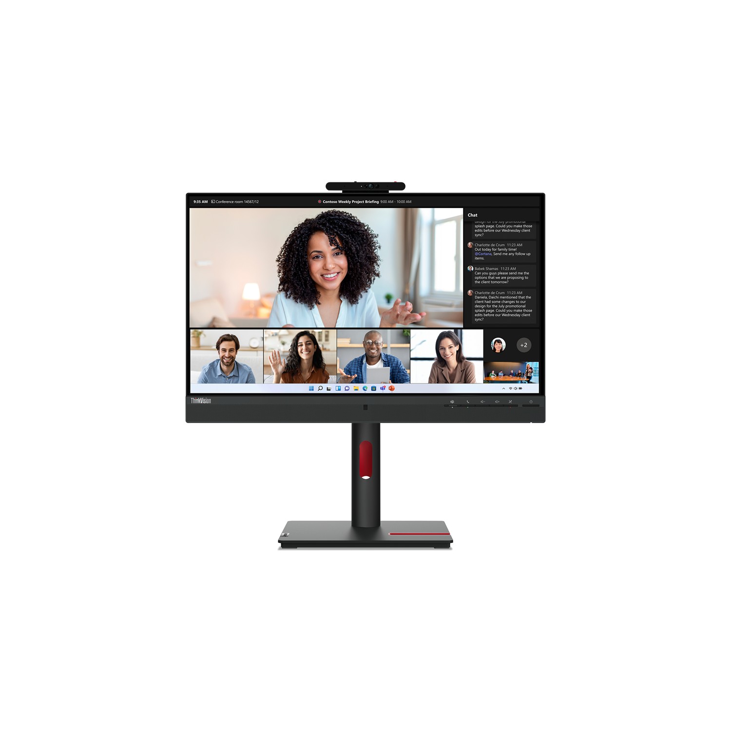 Zweites Bild vonLenovo ThinkVision T24mv-30, 60,5 cm (23.8"), 1920 x 1080 Pixel, Full HD, LED, 6 ms, Schwarz