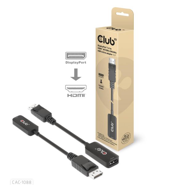 Club 3D DisplayPort™1.4 auf HDMI™ 4K120Hz/8K60Hz HDR-Aktiv-Adapter St./B, 0,21 m, DisplayPort, HDMI, Männlich, Weiblich, Gerade