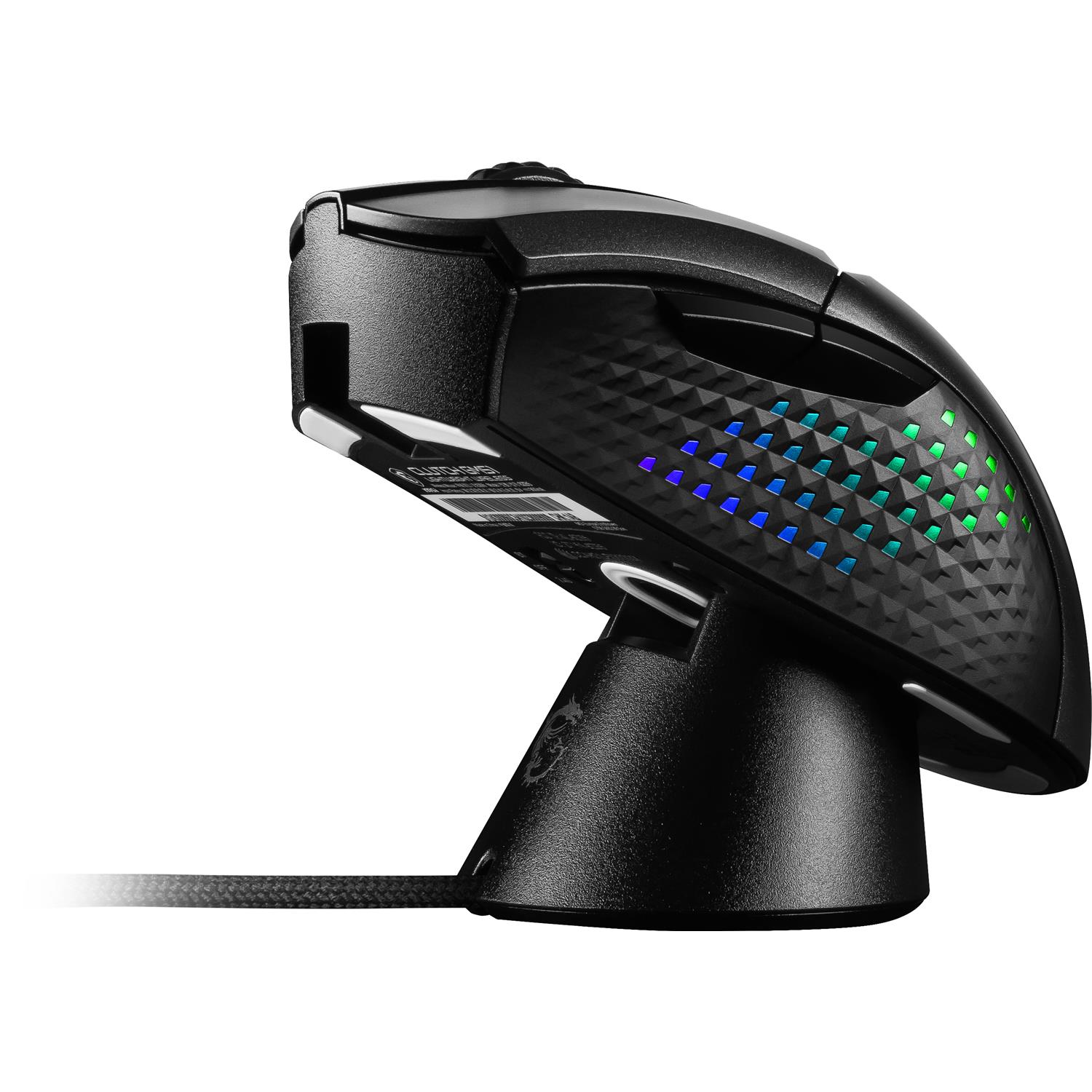 Zweites Bild vonMSI CLUTCH GM51 LIGHTWEIGHT WIRELESS, rechts, Optisch, RF Wireless + Bluetooth + USB Type-C, 26000 DPI, 1 ms, Schwarz