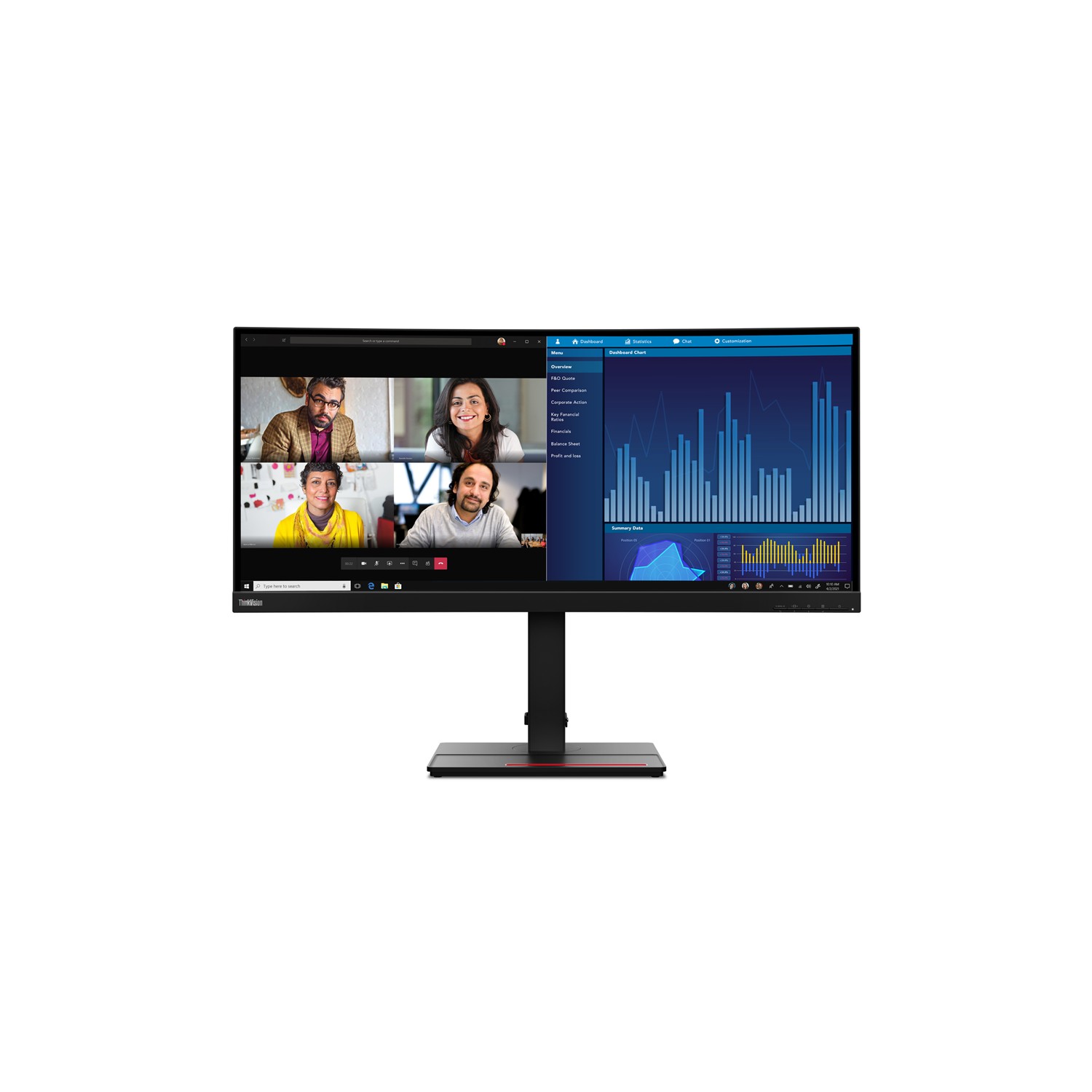 Lenovo ThinkVision P34w-20, 86,7 cm (34.1"), 3440 x 1440 Pixel, Wide Quad HD, LED, 6 ms, Schwarz