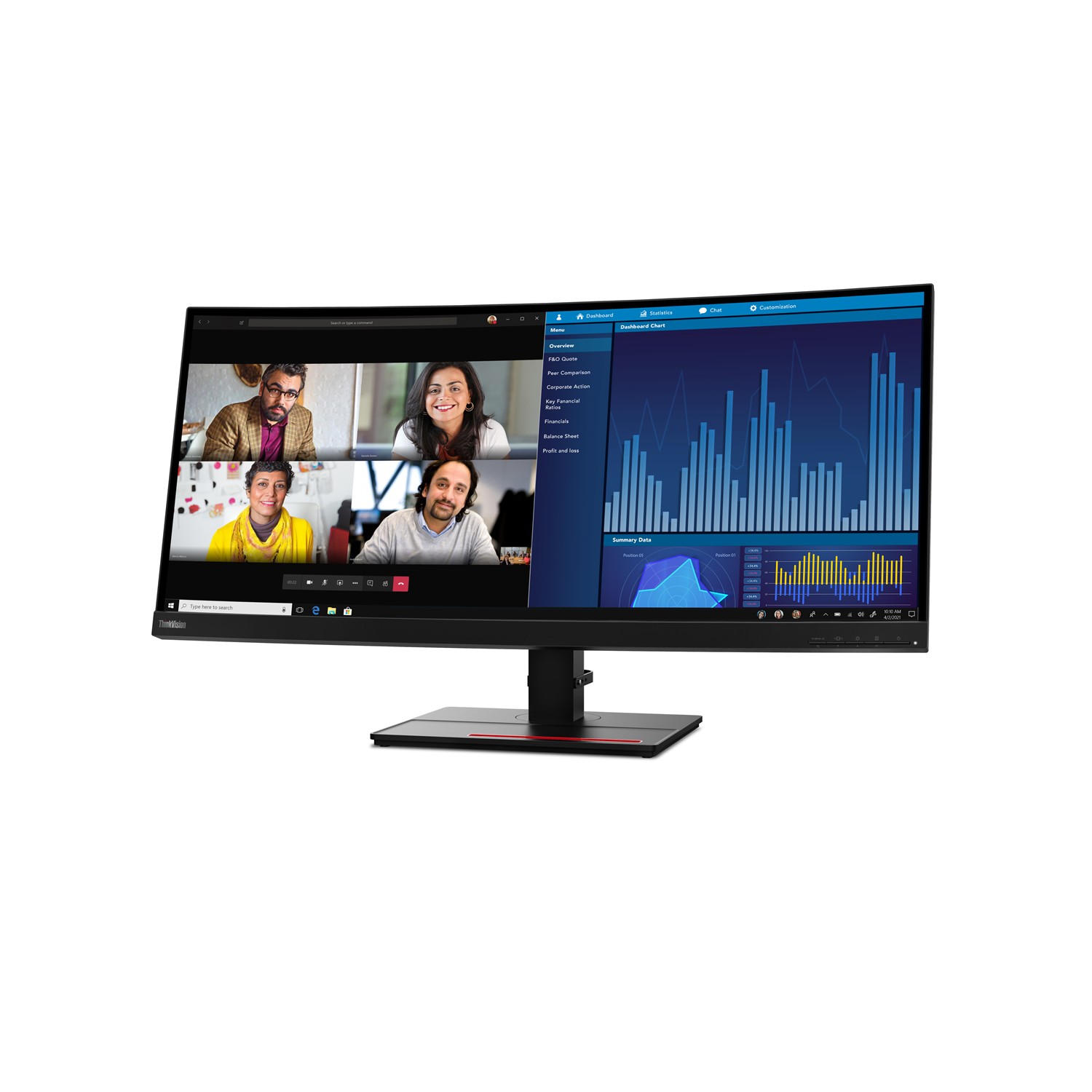 Zweites Bild vonLenovo ThinkVision P34w-20, 86,7 cm (34.1"), 3440 x 1440 Pixel, Wide Quad HD, LED, 6 ms, Schwarz