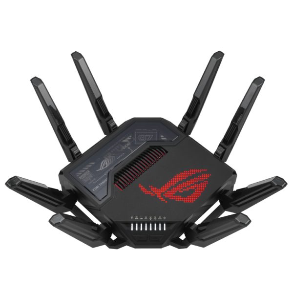 ASUS ROG Rapture GT-BE98, Wi-Fi 7 (802.11be), Quad-band (2.4 GHz / 5 GHz-1 / 5 GHz-2 / 6 GHz), Ethernet/LAN, Schwarz, Tabletop-Router