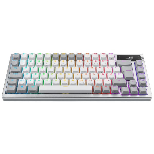 Zweites Bild vonASUS ROG Azoth White, Verkabelt & Kabellos, USB + RF Wireless + Bluetooth, Mechanischer Switch, QWERTZ, RGB-LED, Weiß