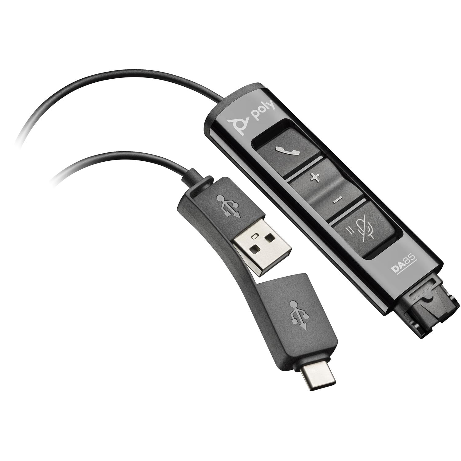 Poly DA85 USB-zu-QD-Adapter TAA, Schnittstellenadapter, 30 g, Schwarz