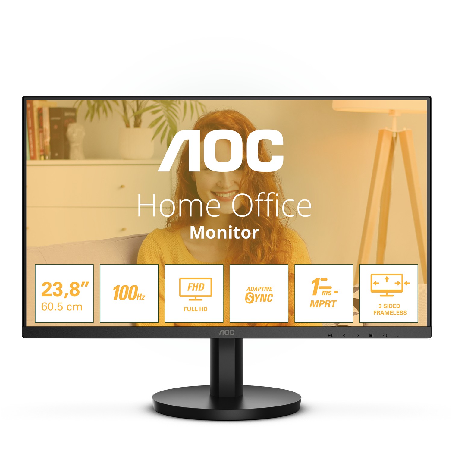 AOC 24B3HMA2, 60,5 cm (23.8"), 1920 x 1080 Pixel, Full HD, LED, 4 ms, Schwarz