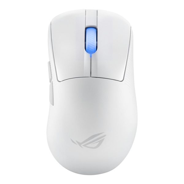 ASUS ROG Keris II Ace Wireless AimPoint White, rechts, Optisch, RF Wireless + Bluetooth + USB Type-A, 42000 DPI, Weiß