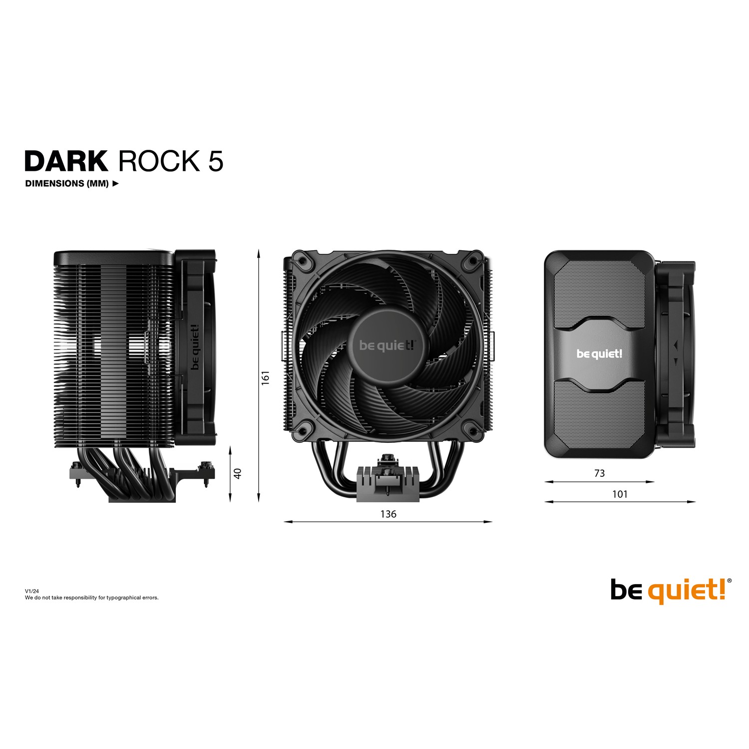 Zweites Bild vonBe Quiet! DARK ROCK 5, Luftkühlung, 12 cm, 2100 RPM, 93,5 m³/h, Schwarz