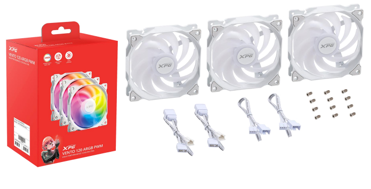 XPG VENTO 120 ARGB PWM, Ventilator, 12 cm, 300 RPM, 1850 RPM, 29 dB, 50,27 cfm