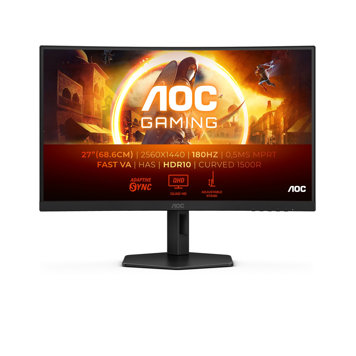 AOC G4 CQ27G4X, 68,6 cm (27"), 2560 x 1440 Pixel, Quad HD, LCD, 0,5 ms, Schwarz