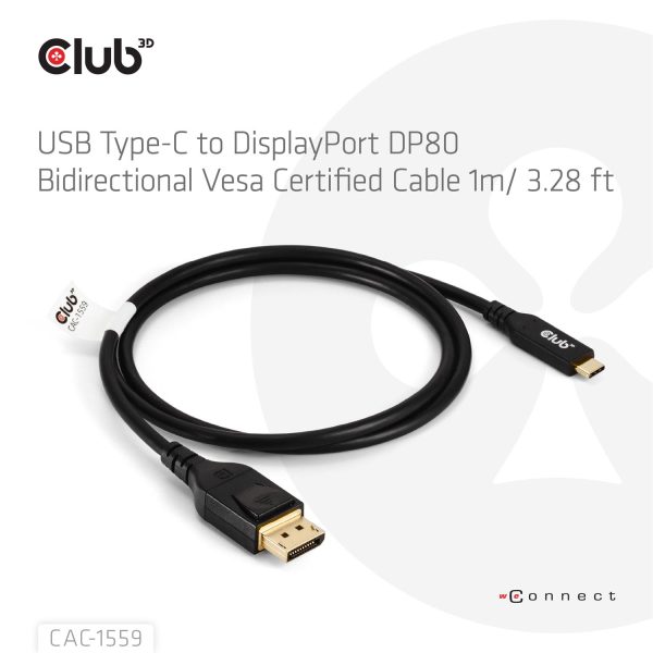 Zweites Bild vonClub 3D Kabel USB Typ C DP 2.1 10K60Hz St/St - Kabel - Digital/Daten