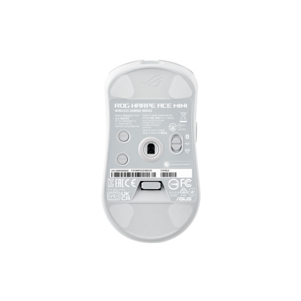 Zweites Bild vonASUS ROG Harpe Ace Mini, Beidhändig, Optisch, RF Wireless + Bluetooth + USB Type-C, 42000 DPI, Weiß