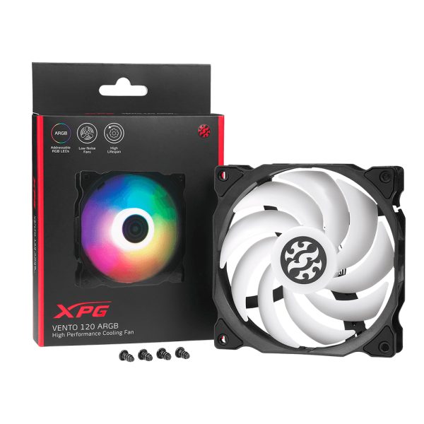 XPG VENTO 120 ARGB Schwarz, Ventilator, 12 cm, 1200 RPM, 23 dB, 45,3 cfm, Schwarz