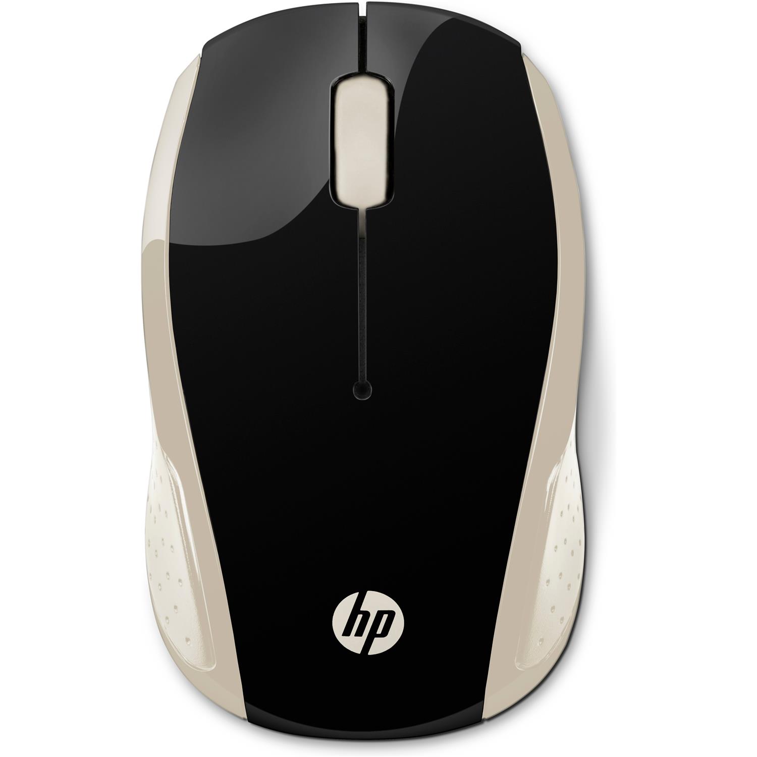 HP Wireless-Maus 200 (Silk Gold), Beidhändig, Optisch, RF Wireless, 1000 DPI, Schwarz, Gold