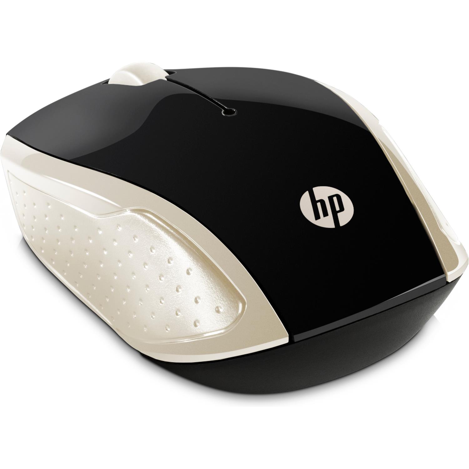 Zweites Bild vonHP Wireless-Maus 200 (Silk Gold), Beidhändig, Optisch, RF Wireless, 1000 DPI, Schwarz, Gold