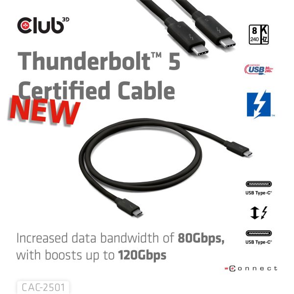 Zweites Bild vonClub 3D CAC-2501, Männlich, Männlich, 1 m, Schwarz, 120 Gbit/s