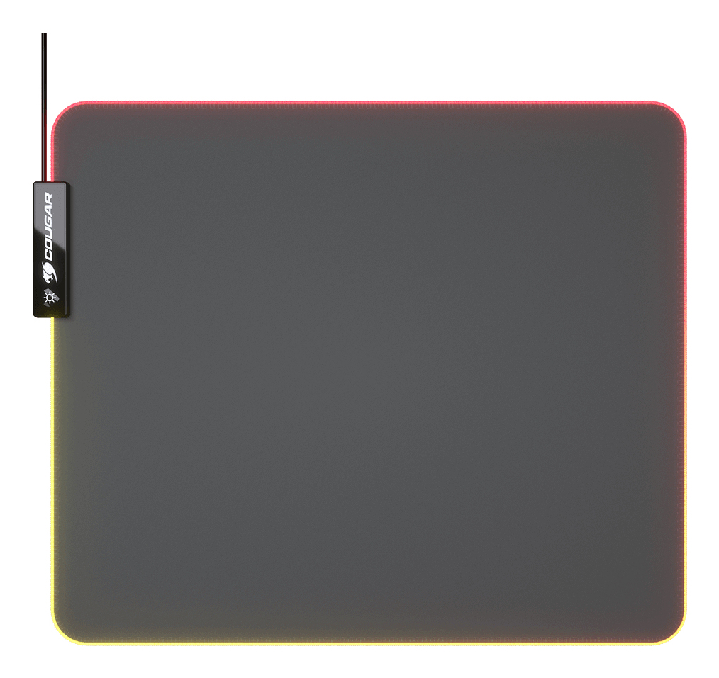 Cougar Gaming Gaming Mauspad NEON, ARGB, 350x300, Schwarz, Einfarbig, Stoff, Gummi, verschiedene, Anti-Rutsch-Basis, Gaming-Mauspad