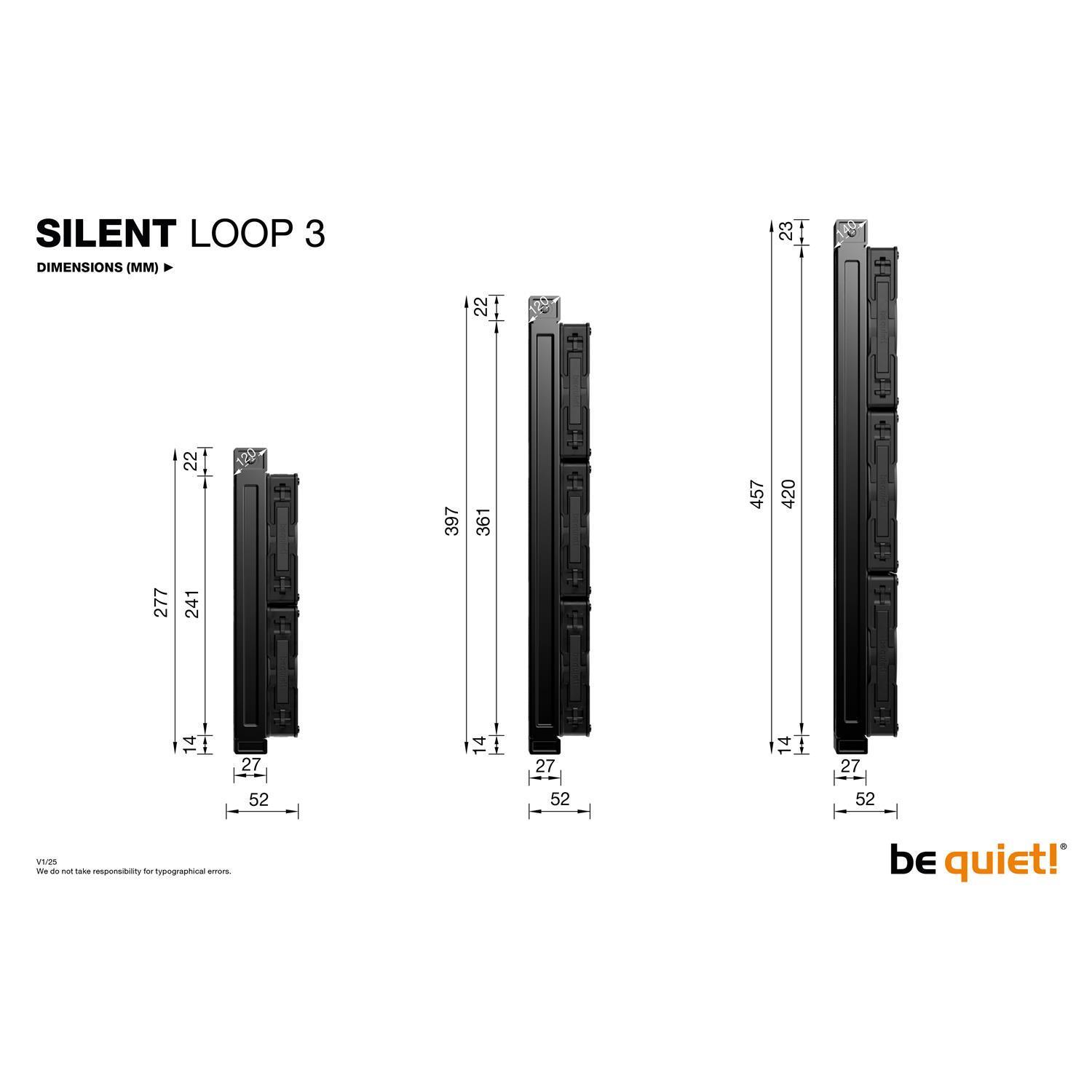 Zweites Bild vonBe Quiet! Silent Loop 3 240 mm, All-in-One-Flüssigkeitskühler, 12 cm, 130,3 m³/h, Schwarz