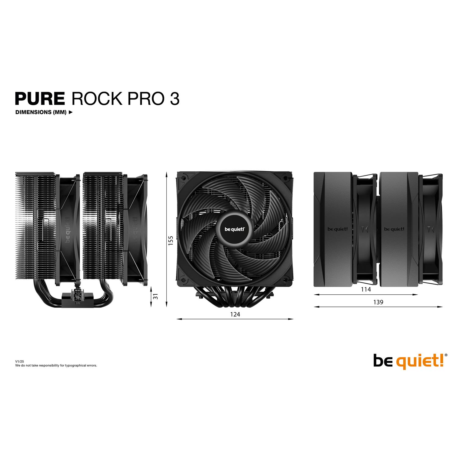 Zweites Bild vonBe Quiet! Pure Rock Pro 3 Black, Luftkühlung, 12 cm, 2000 RPM, 101,2 m³/h, Schwarz