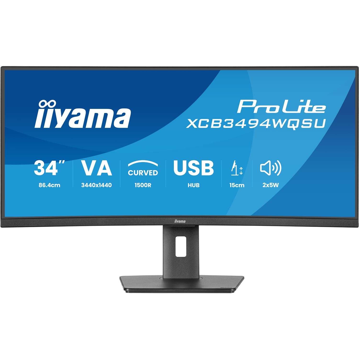 Iiyama ProLite XCB3494WQSU-B1, 86,4 cm (34"), 3440 x 1440 Pixel, UltraWide Quad HD, LED, 0,4 ms, Schwarz