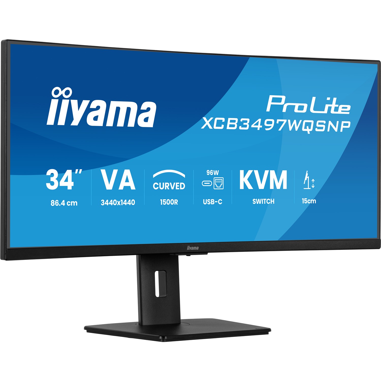 Iiyama ProLite XCB3497WQSNP-B1, 86,4 cm (34"), 3440 x 1440 Pixel, UltraWide Quad HD, LED, Schwarz