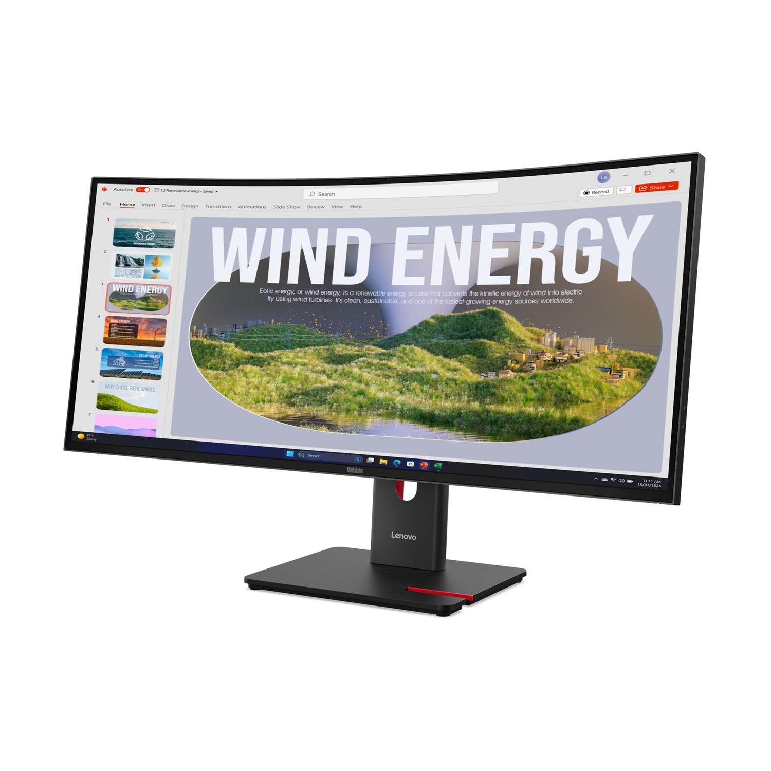 Zweites Bild vonLenovo ThinkVision T34WD-40, 86,4 cm (34"), 3440 x 1440 Pixel, Wide Quad HD, LED, 6 ms, Schwarz