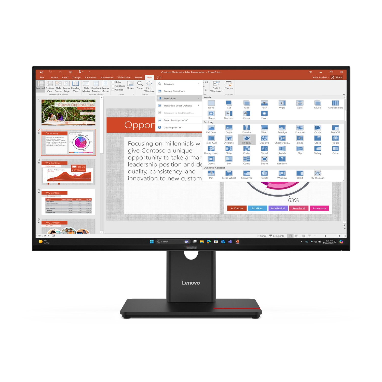Lenovo ThinkVision T27-40, 68,6 cm (27"), 1920 x 1080 Pixel, Full HD, LED, 6 ms, Schwarz