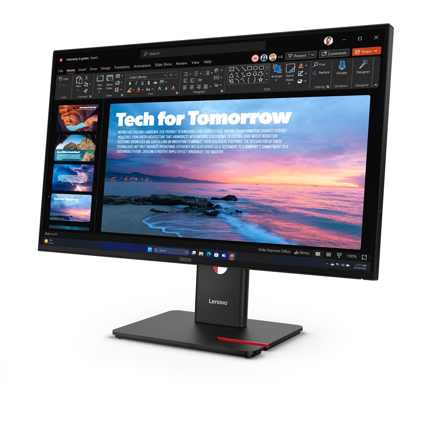 Zweites Bild vonLenovo ThinkVision T27QD-40, 68,6 cm (27"), 2560 x 1440 Pixel, Wide Quad HD, LED, Schwarz