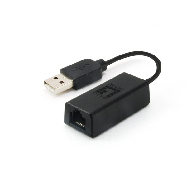 LevelOne USB Fast Ethernet Adapter, Kabelgebunden, RJ-45, USB, 100 Mbit/s, Schwarz