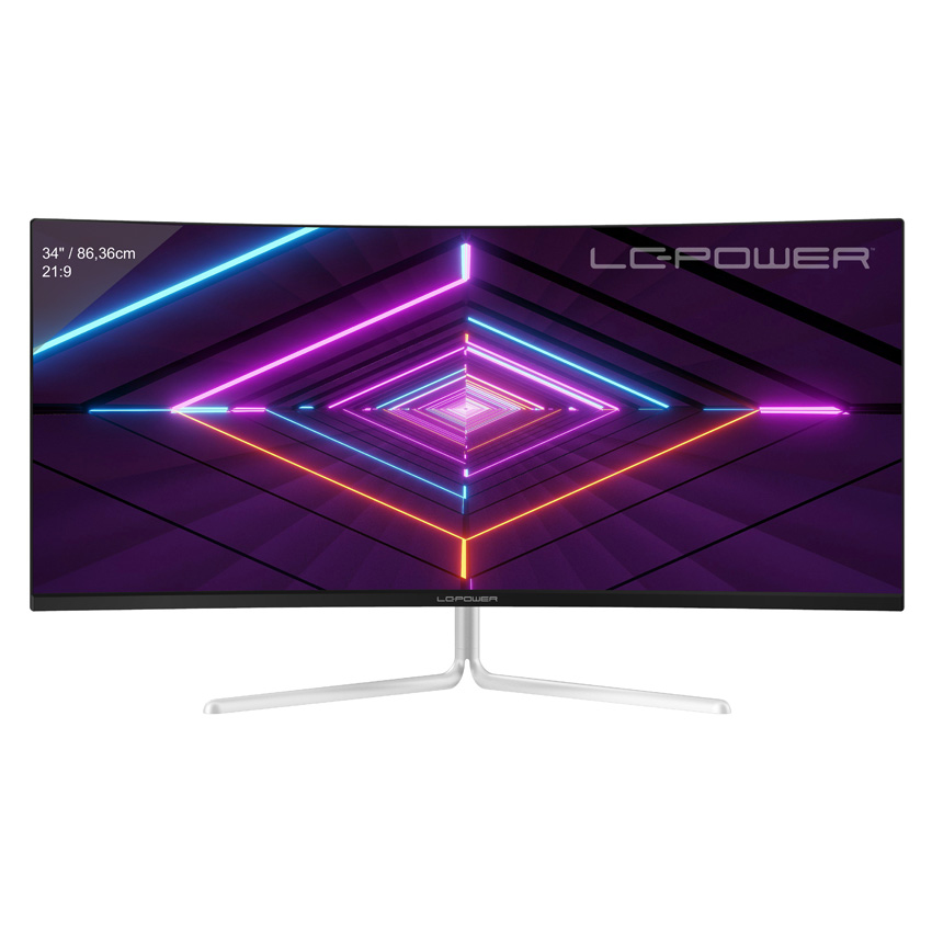 LC-Power LC-M34-UWQHD-100-C-V3, 86,4 cm (34"), 3440 x 1440 Pixel, UltraWide Quad HD, LCD, 6 ms, Weiß