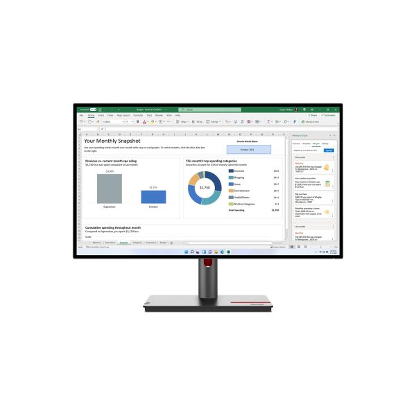 Lenovo ThinkVision P27h-30, 68,6 cm (27"), 2560 x 1440 Pixel, Quad HD, LCD, 6 ms, Schwarz