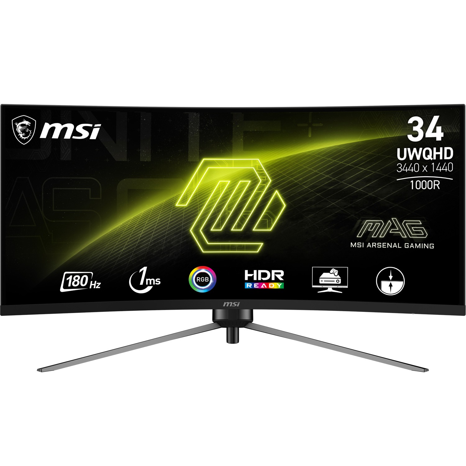 MSI MAG 345CQRDE, 86,4 cm (34"), 3440 x 1440 Pixel, UltraWide Dual Quad HD, 1 ms, Schwarz
