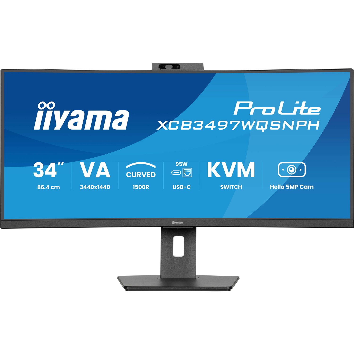 Iiyama ProLite XCB3497WQSNPH-B1, 86,4 cm (34"), 3440 x 1440 Pixel, UltraWide Quad HD, LED, 0,4 ms, Schwarz