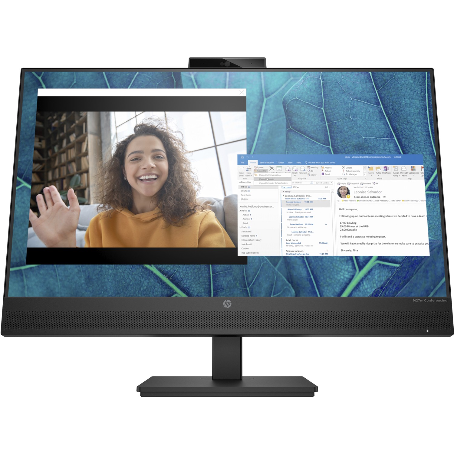 HP M27m Conferencing Monitor, 68,6 cm (27"), 1920 x 1080 Pixel, Full HD, 5 ms, Schwarz